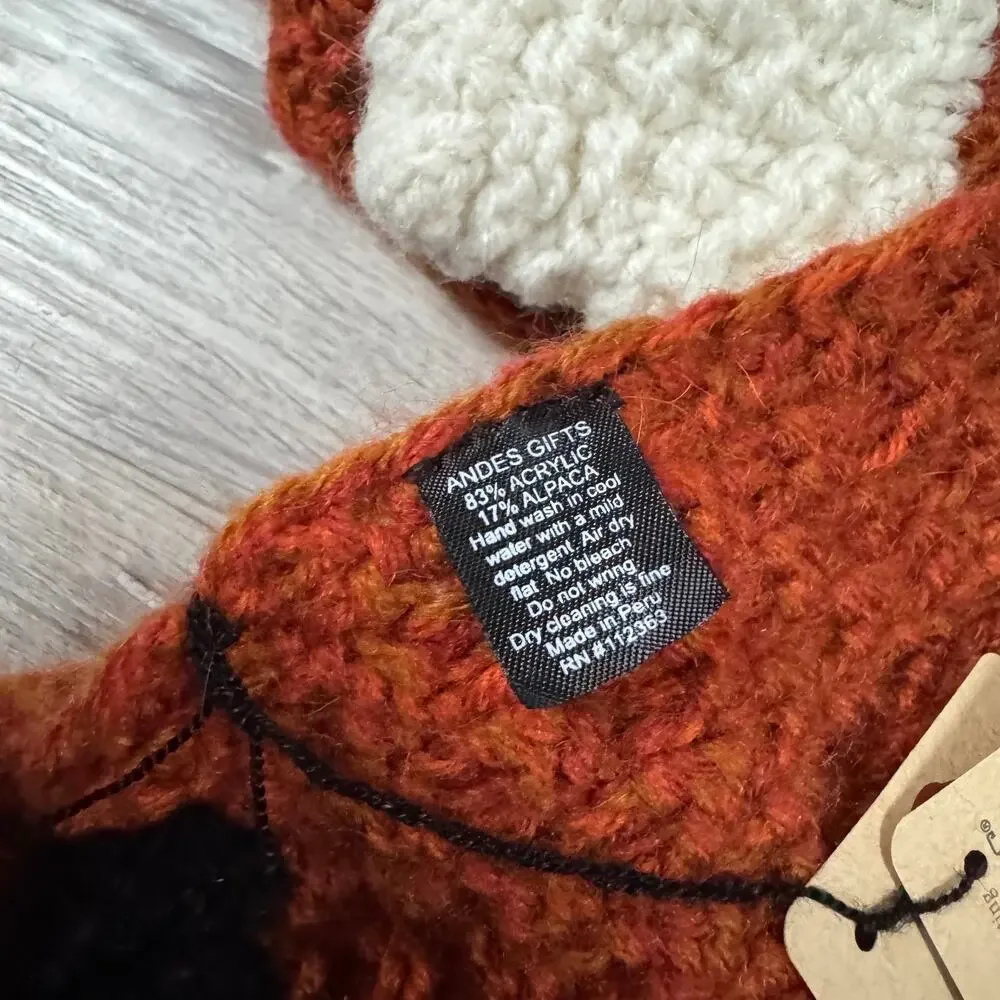NWT Fox Knit Scarf Animal Novelty Cottagecore Whimsical Woodland Forestcore Fall